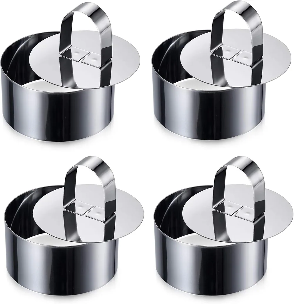 Stainless Cake Ring Molds 3.15 in with Pushers