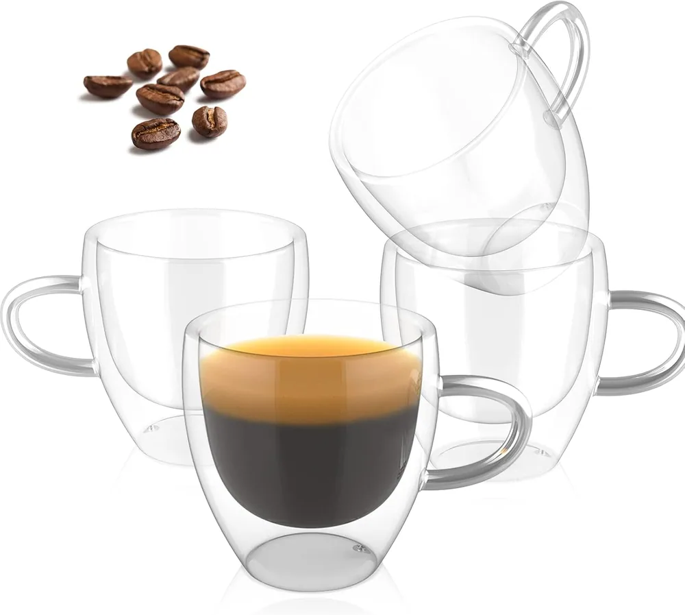 Double-Wall Glass Espresso Cups, Set of 4