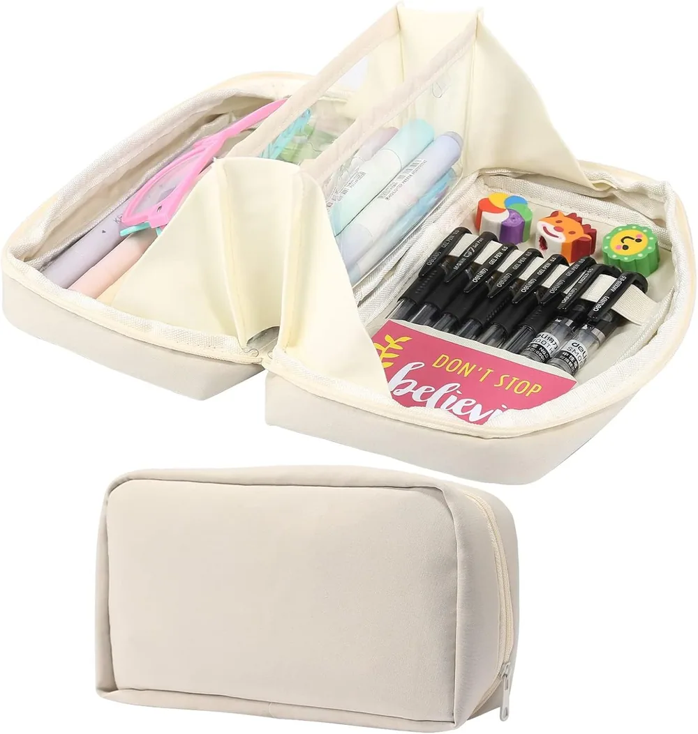 High-Capacity Pencil Case, 3 Compartments
