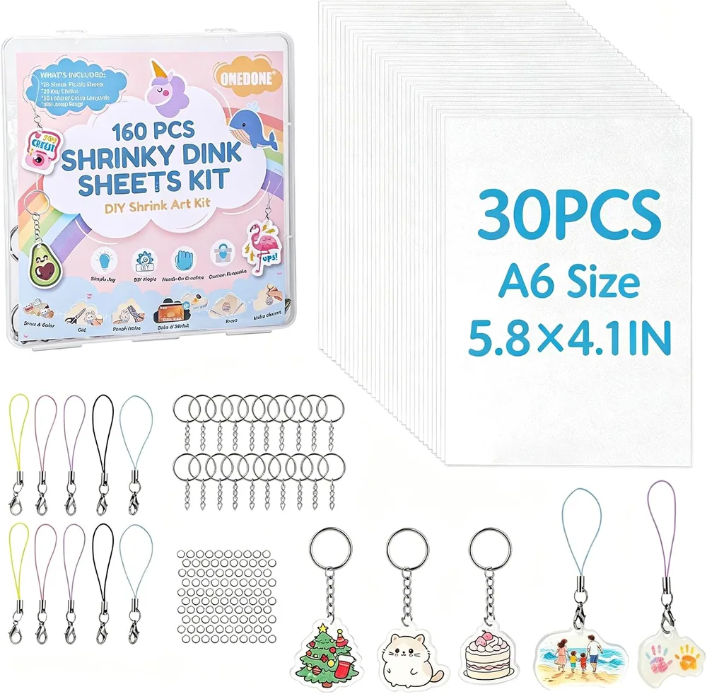 Shrink Plastic Keychain Kit, 161 Pcs
